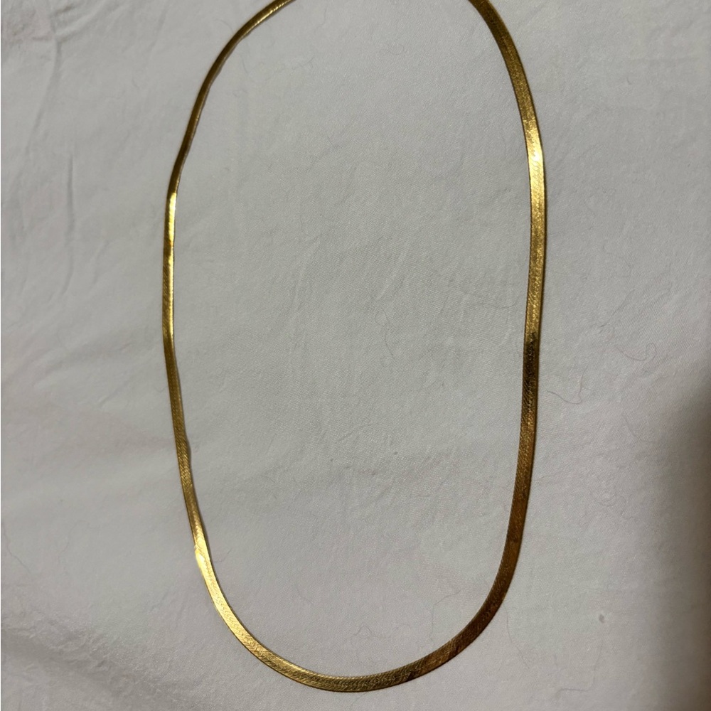 vintage 14k gold herringbone chain necklace 18”